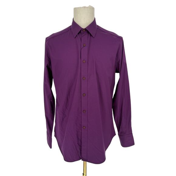 Robert Graham Woven Button Front Long Sleeve Shirt Hearst Houndstooth Berry M - Picture 10 of 10